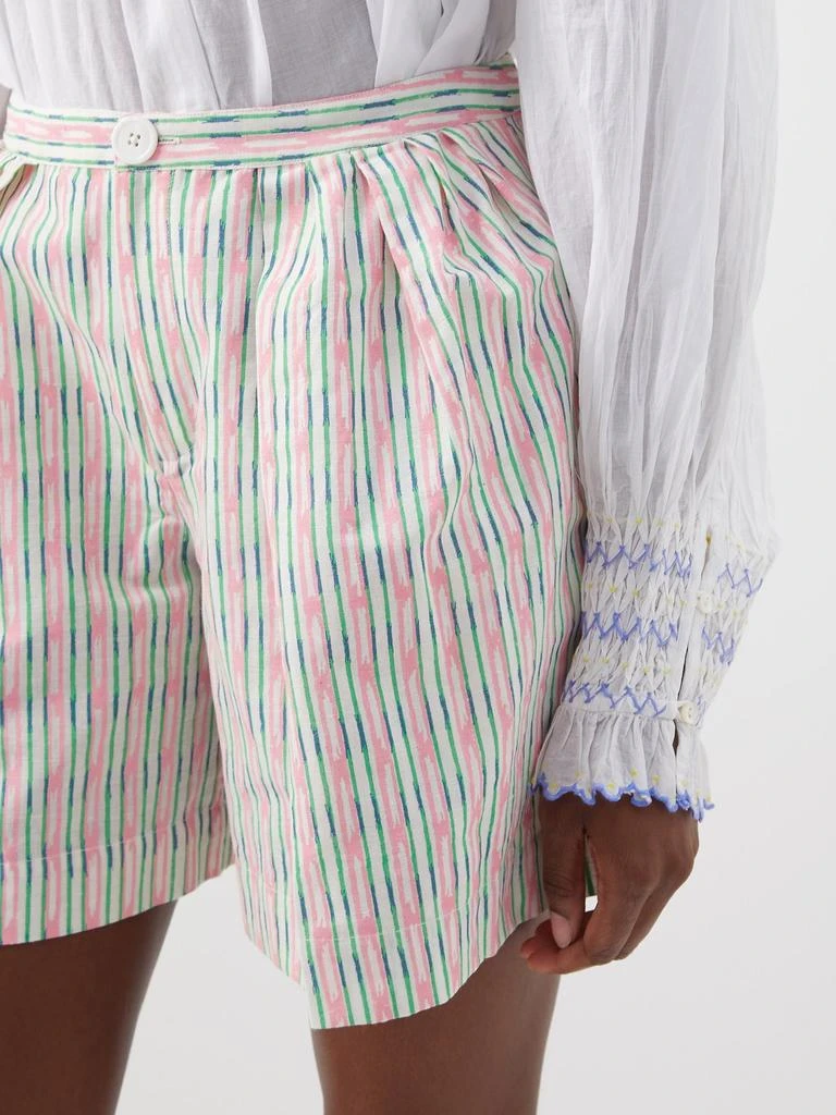 商品Thierry Colson|Kenya pleated geometric-print cotton-lawn shorts,价格¥610,第4张图片详细描述