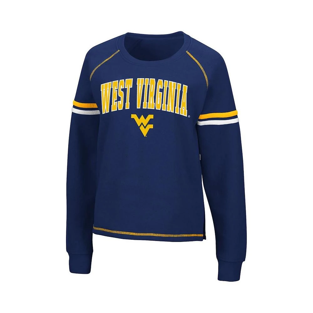 商品Colosseum|Women's Navy West Virginia Mountaineers Sweep Pass Sleeve Stripe Raglan Pullover Sweatshirt,价格¥338,第3张图片详细描述