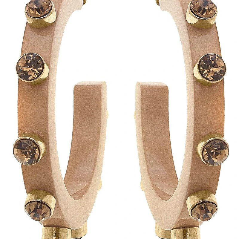 商品Canvas Style|Renee Resin and Rhinestone Hoop Earrings In Cocoa,价格¥242,第1张图片