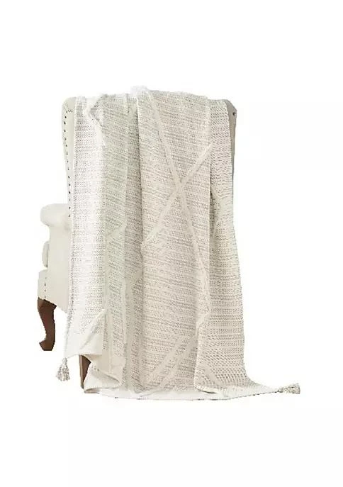 商品Duna Range|Range Veria 60 X 70 Cotton Throw With Diamond Pattern The Urban Port Off White,价格¥285,第1张图片