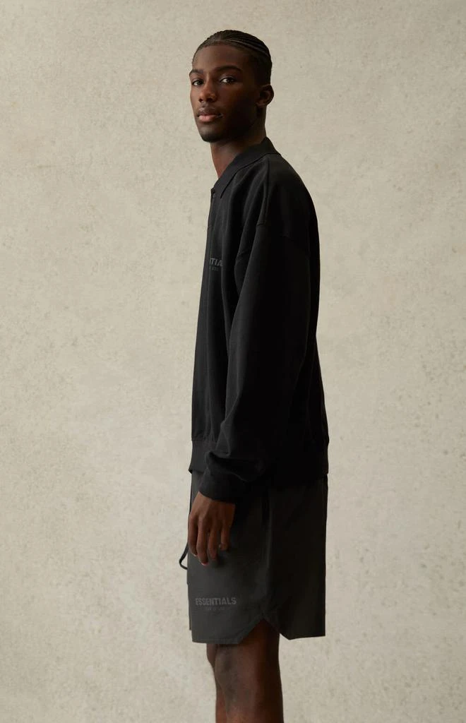 商品Essentials|Black French Terry 徽标长袖Polo衫,价格¥575,第4张图片详细描述