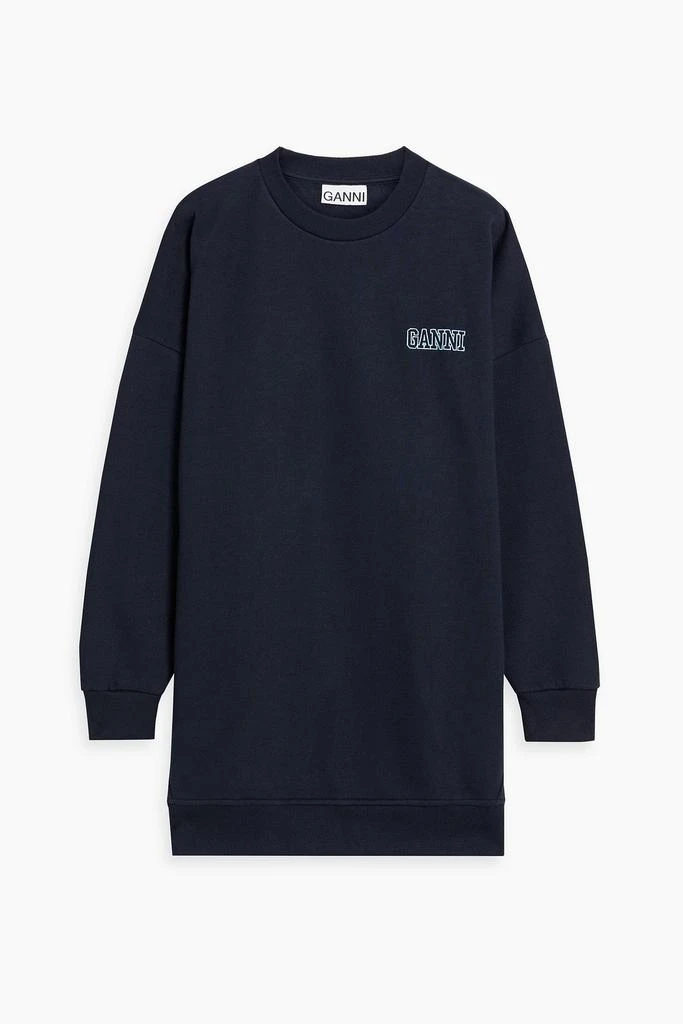 商品Ganni|Embroidered cotton-blend fleece sweatshirt,价格¥617,第1张图片