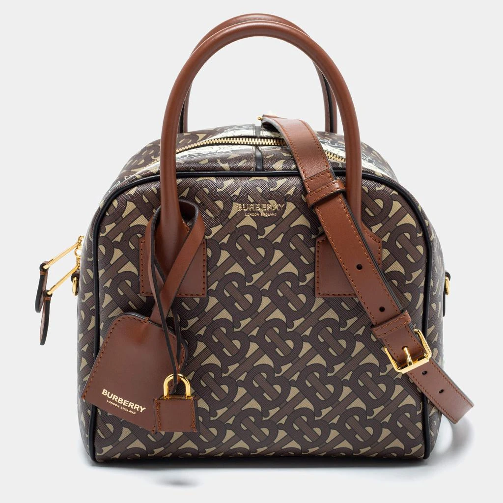 商品[二手商品] Burberry|Burberry Brown Tb-Monorgram Coated Canvas And Leather Small Cube Bowler Bag,价格¥6218,第1张图片
