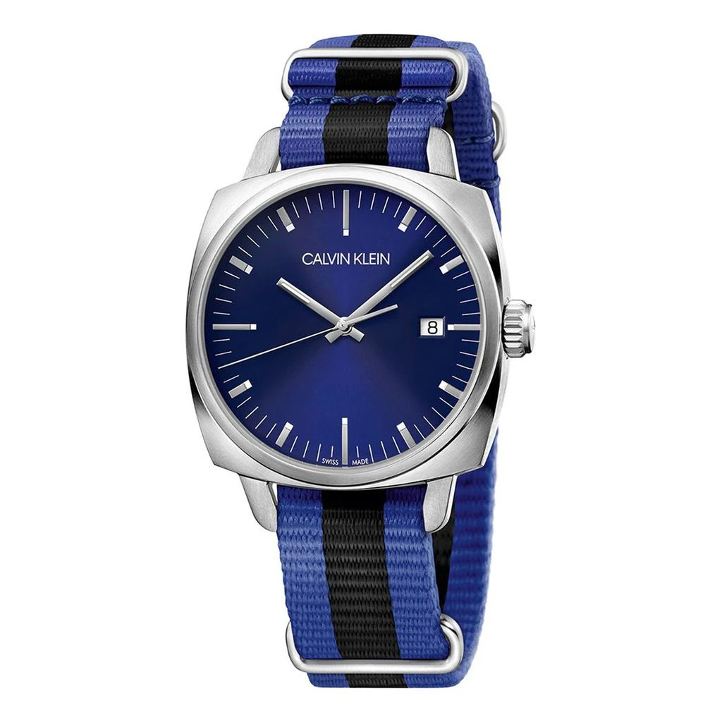 商品Calvin Klein|Calvin Klein Men's K9N111UN Fraternity 38.7mm Blue Dial Fabric Watch,价格¥374,第1张图片