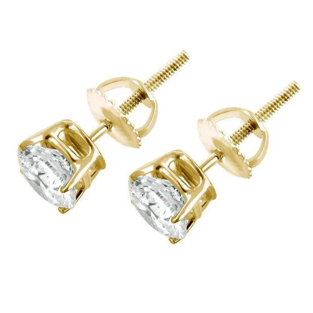 商品Pompeii3|1 ct TDW Diamond Studs 14K Yellow Gold Lab Grown Screw Back Earrings,价格¥3052,第2张图片详细描述
