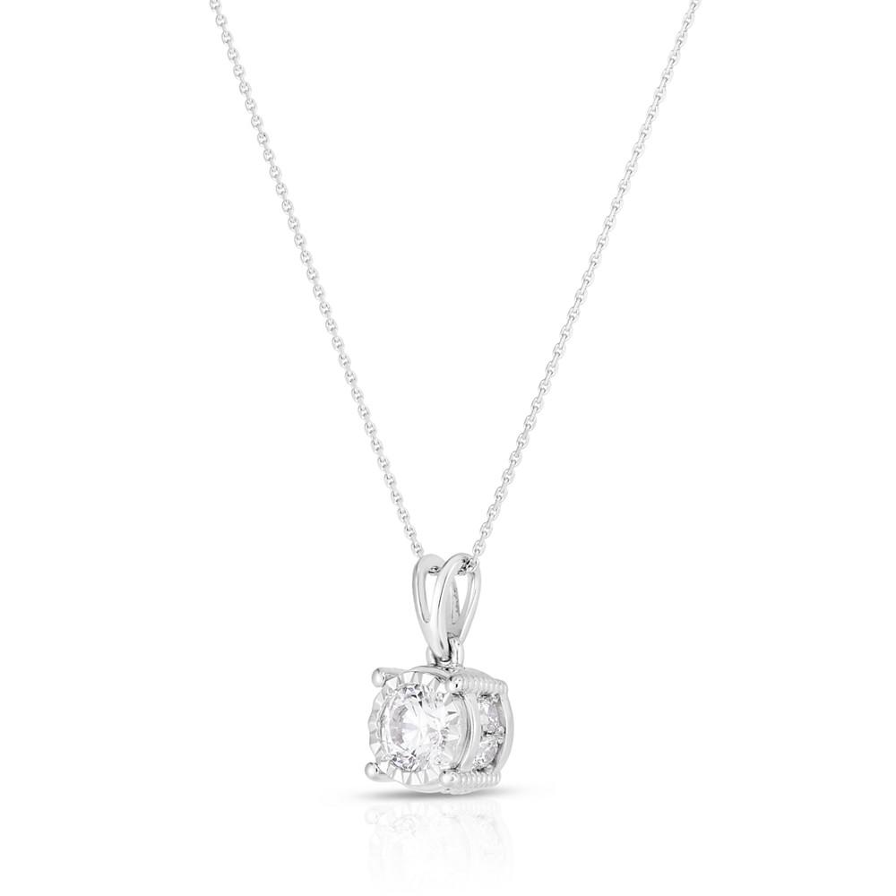 Diamond Round Solitaire Plus 18" Pendant Necklace (5/8 ct. t.w.) in 14k White Gold商品第3张图片规格展示