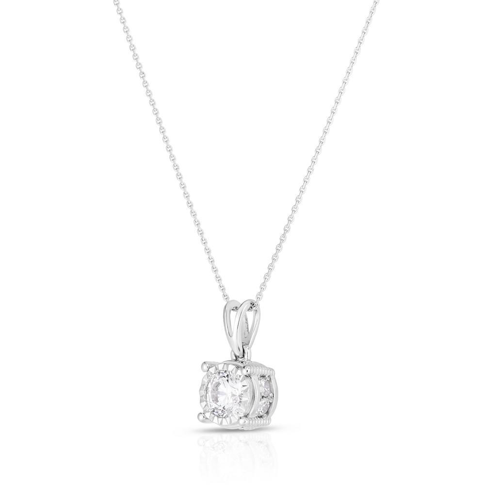 商品TruMiracle|Diamond Round Solitaire Plus 18" Pendant Necklace (5/8 ct. t.w.) in 14k White Gold,价格¥18679,第5张图片详细描述