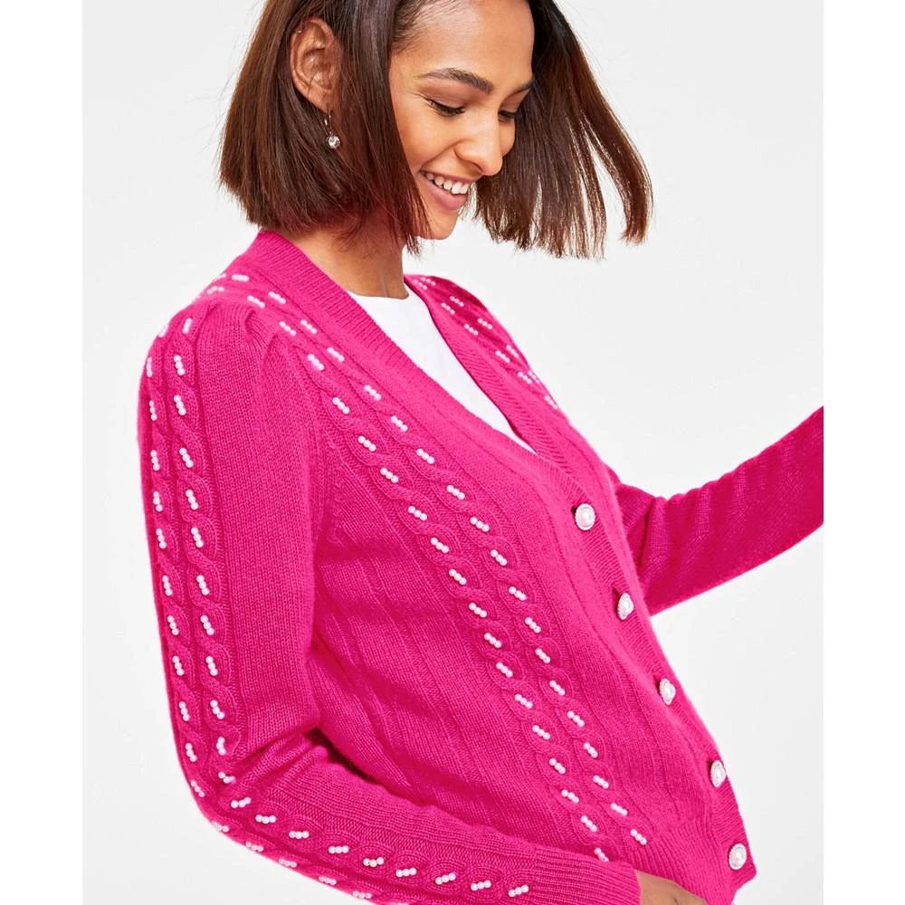 商品Charter Club|Women's 100% Cashmere Embellished Cable-Knit Boyfriend Cardigan, Created for Macy's,价格¥690,第3张图片详细描述