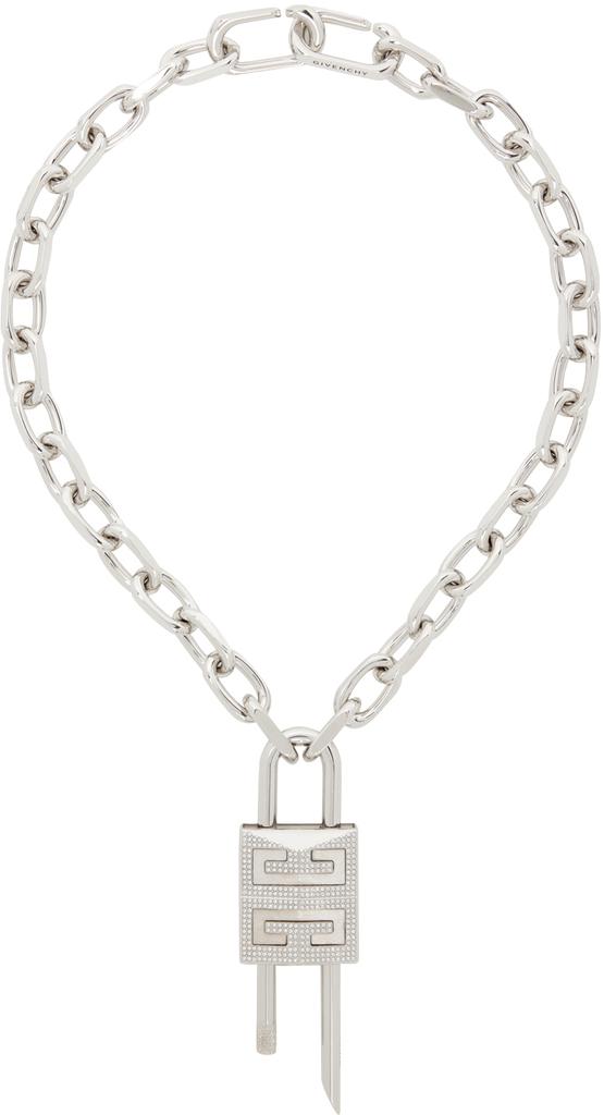Silver Crystal 4G Lock Necklace商品第1张图片规格展示