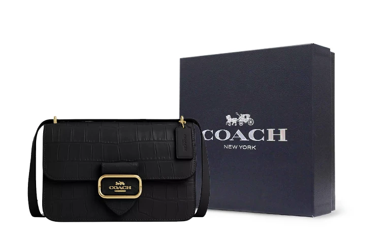 商品[国内直发] Coach|蔻驰 Morgan 25 铭牌标识铭牌 牛皮革 小方包单肩斜挎包 大号 女款 黑色,价格¥2134,第6张图片详细描述