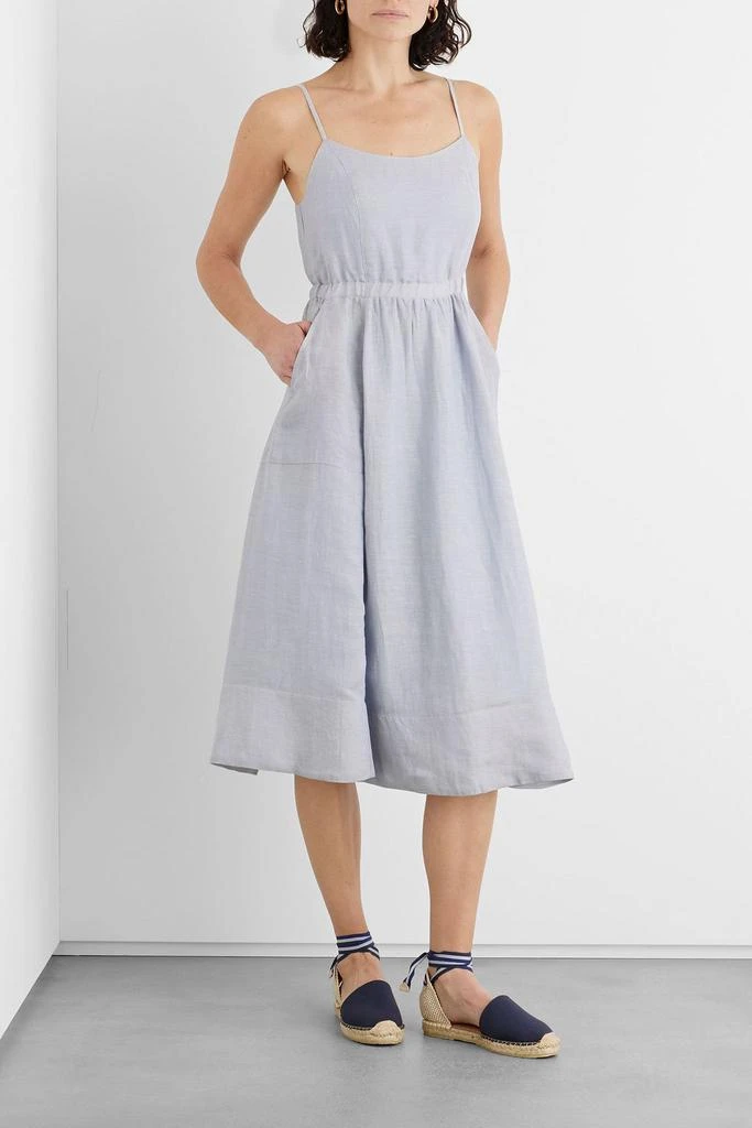 商品IRIS & INK|Eve gathered Lyocell and linen-blend twill midi dress,价格¥1036,第2张图片详细描述