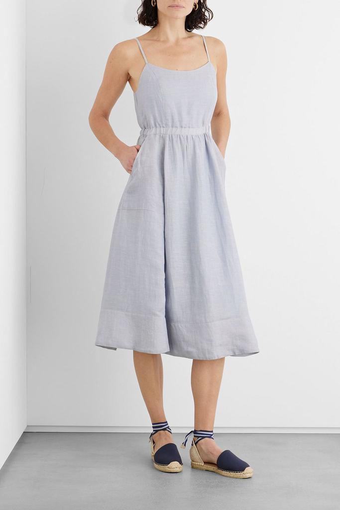 商品IRIS & INK|Eve gathered Lyocell and linen-blend twill midi dress,价格¥2584,第2张图片详细描述