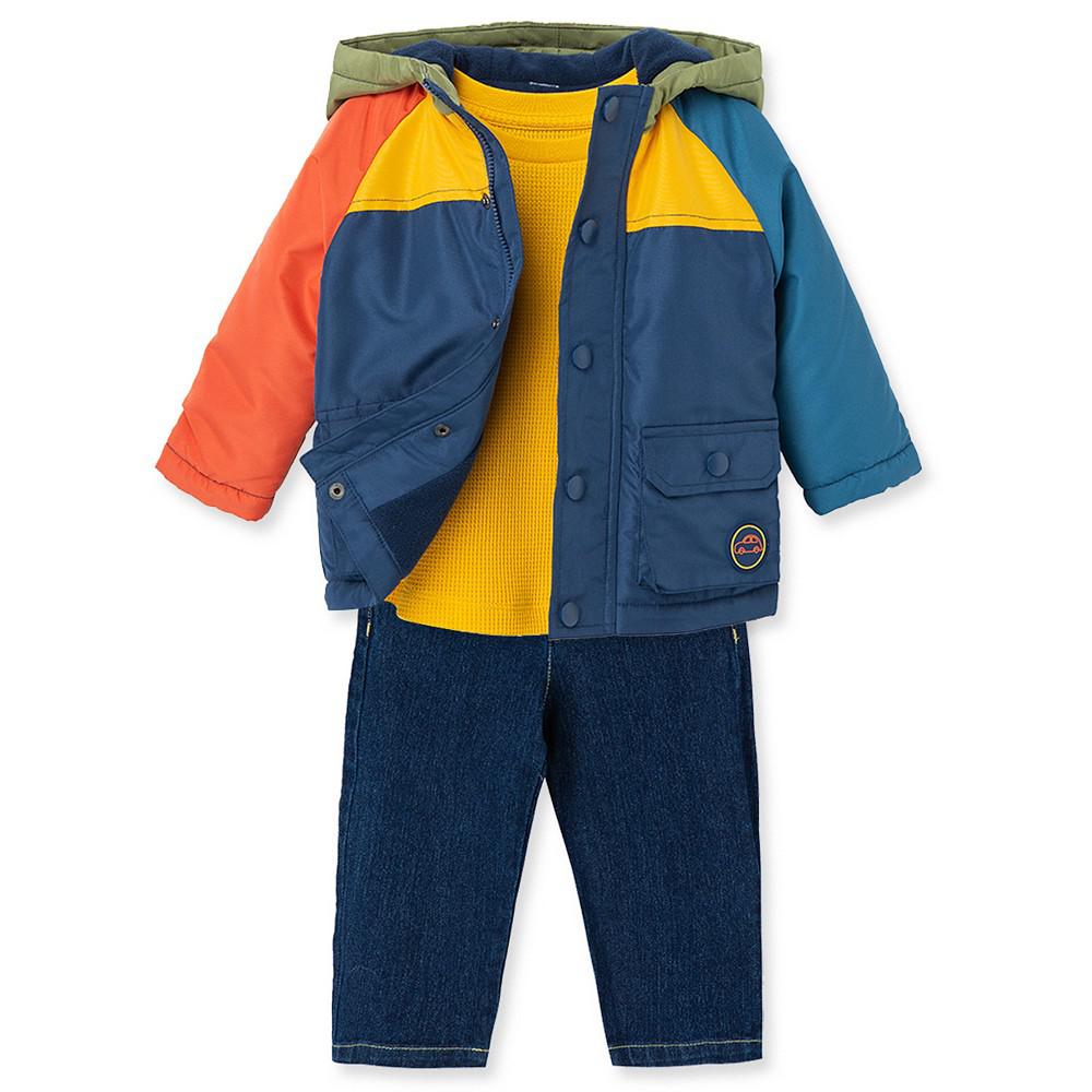 Baby Boys Colorblock Jacket, T-shirt and Jeans, 3-Piece Set商品第3张图片规格展示