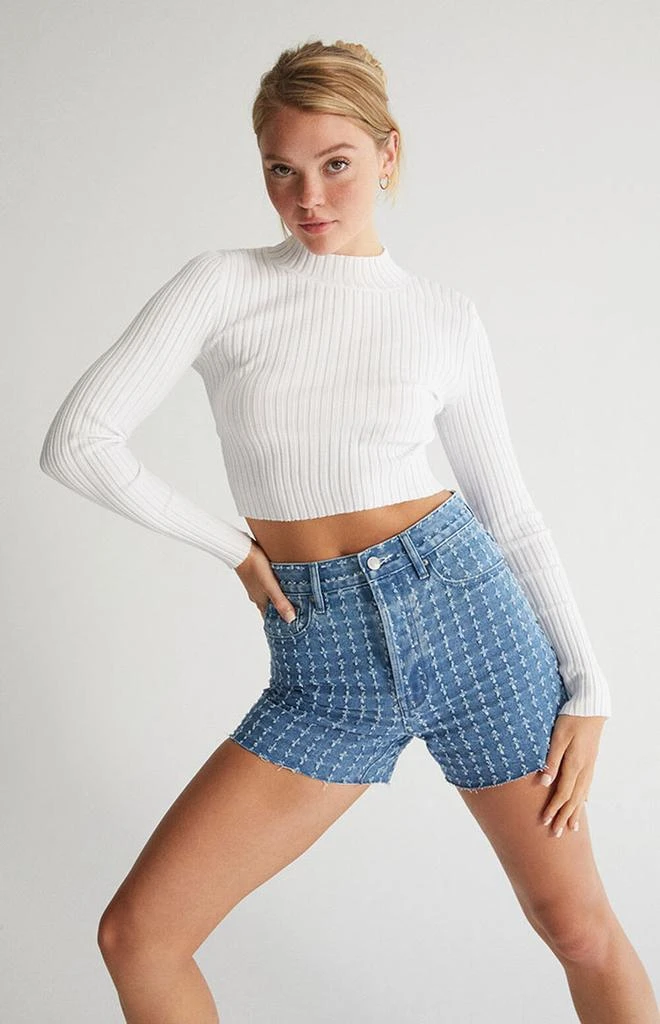 商品PacSun|Light Blue Ripped Girlfriend Denim Shorts,价格¥98,第1张图片