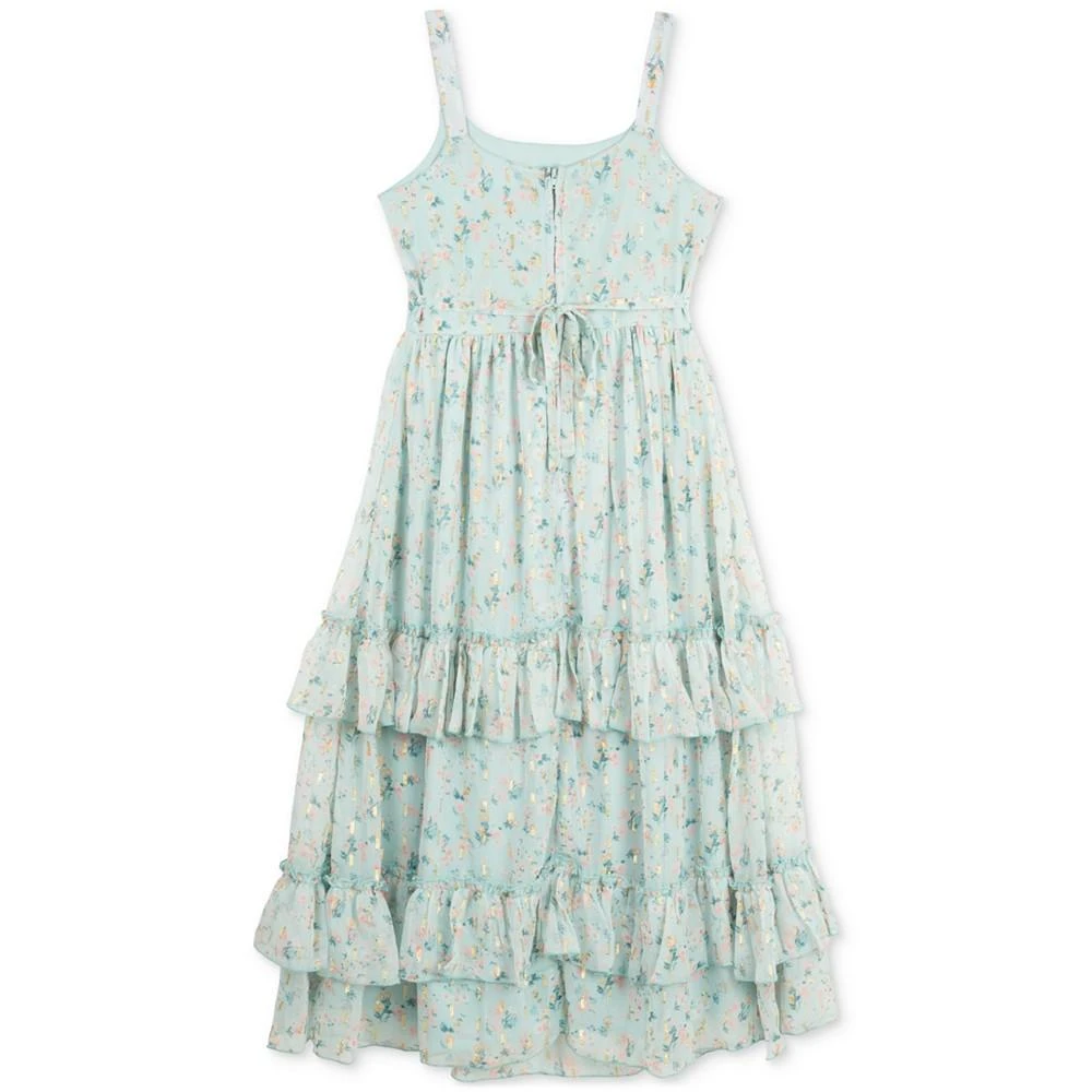 Big Girls Floral Ruffle Tiered Dress and Denim Vest 商品