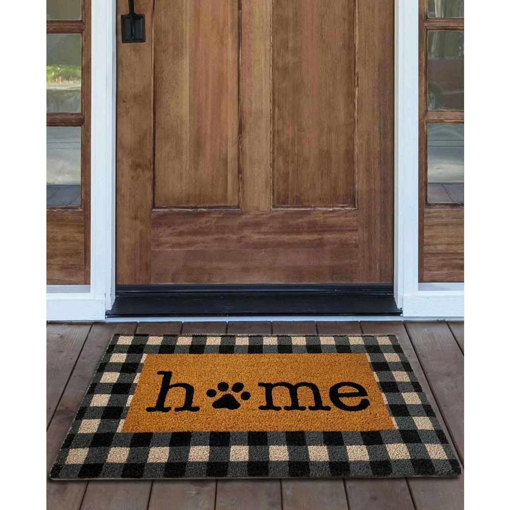 商品Elrene|Farmhouse Living Paw Print Home Buffalo Check Coir Pet Doormat 18"x30",价格¥186,第3张图片详细描述