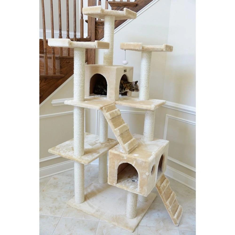 商品Macy's|74" Multi-Level Real Wood Cat Tree With Scratching Posts,价格¥2762,第2张图片详细描述