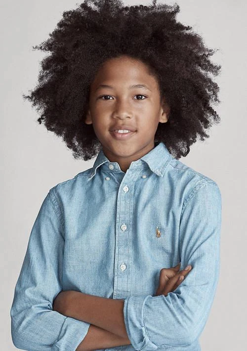 商品Ralph Lauren|Lauren Childrenswear Boys 8 20 Indigo Cotton Chambray Shirt,价格¥418,第1张图片