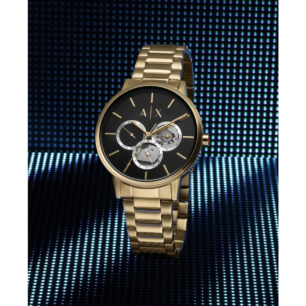 Men's Multifunction Gold-Tone Stainless Steel Bracelet Watch商品第5张图片规格展示