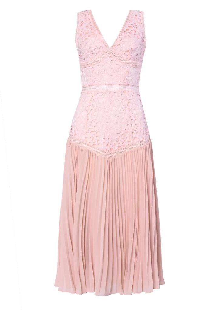 商品True Decadence|True decadence blush pink lace pleated midi dress,价格¥866,第1张图片