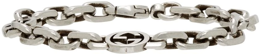 商品Gucci|Silver Interlocking G Bracelet,价格¥2578,第1张图片
