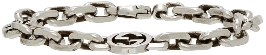 商品Gucci|Silver Interlocking G Bracelet,价格¥2755,第1张图片