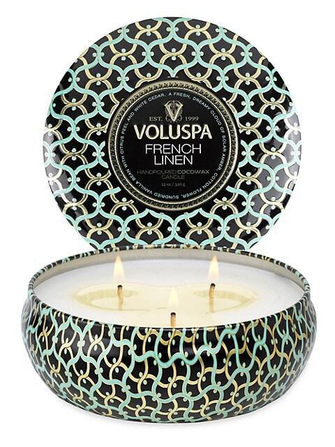 商品Voluspa|French Linen 3-Wick Tin Candle,价格¥189,第5张图片详细描述