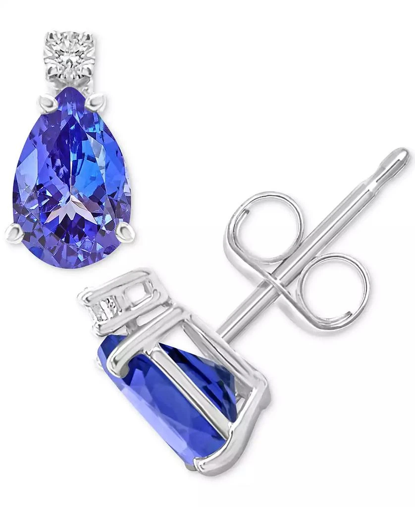 商品Macy's|Tanzanite (3/4 ct. t.w.) & Diamond Accent Stud Earrings in 14k White Gold,价格¥1439,第3张图片详细描述