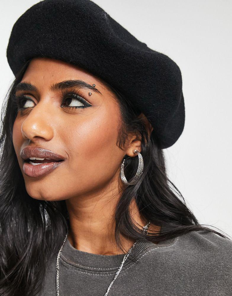Topshop berret in black商品第1张图片规格展示