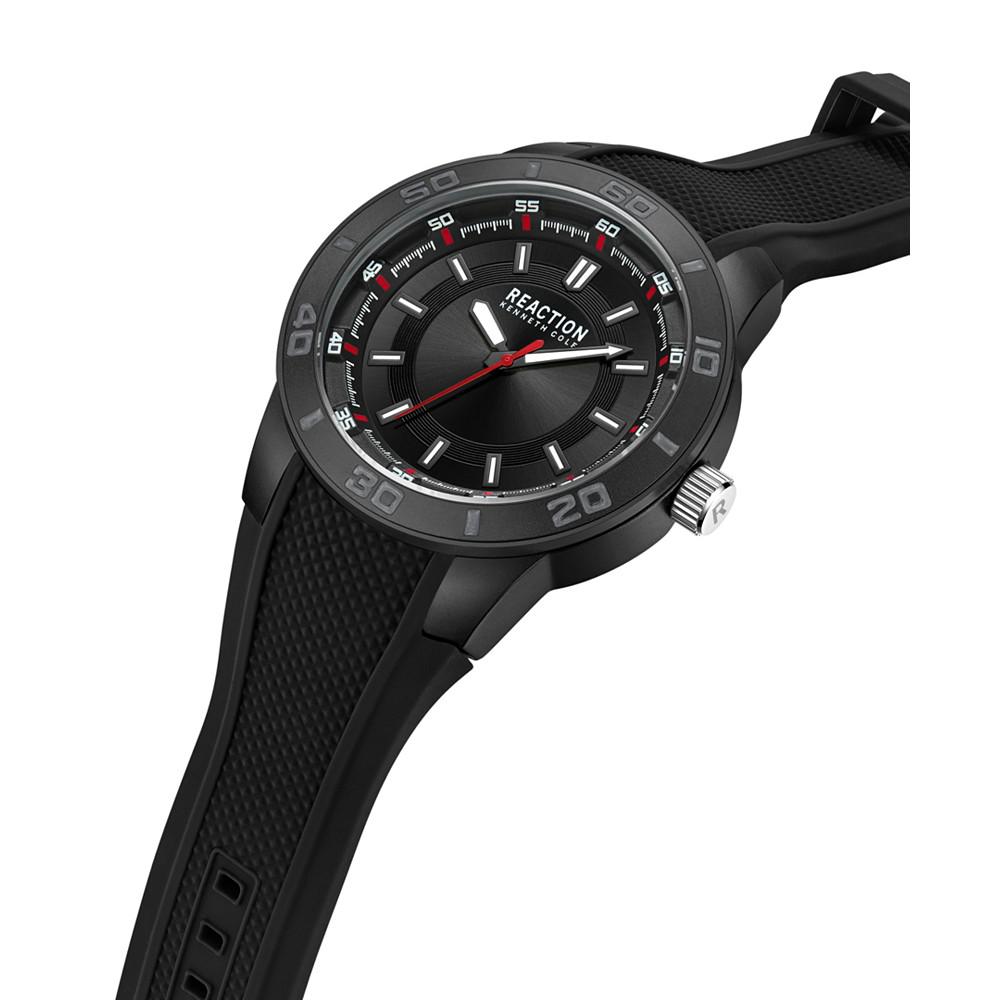 Men's Sporty Three Hand Black Silicon Strap Watch, 49mm商品第2张图片规格展示