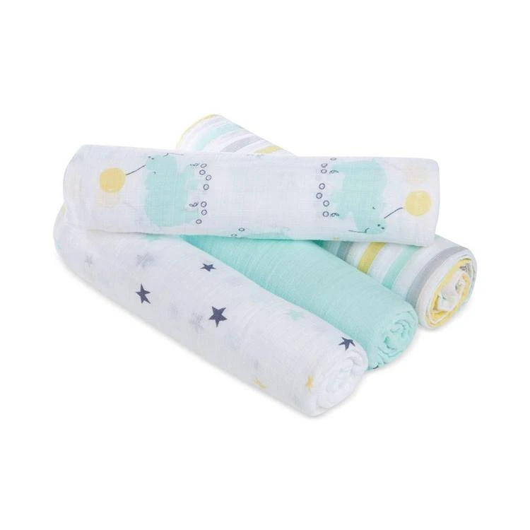 商品aden + anais|4-Pk. Cotton Skating Hippo Swaddle Blankets, Baby Boys & Girls (0-24 months),价格¥210,第1张图片