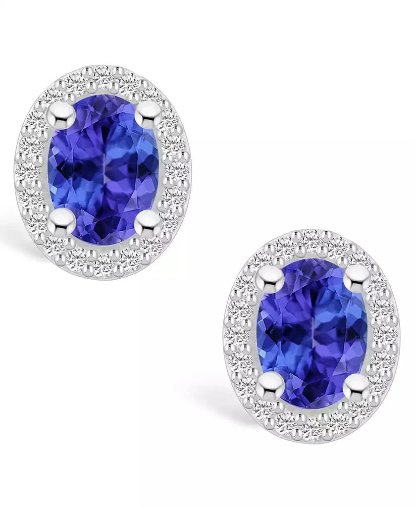 商品Macy's|Tanzanite (2-1/2 Ct. t.w.) and Diamond (3/8 Ct. t.w.) Halo Stud Earrings,价格¥21221,第3张图片详细描述