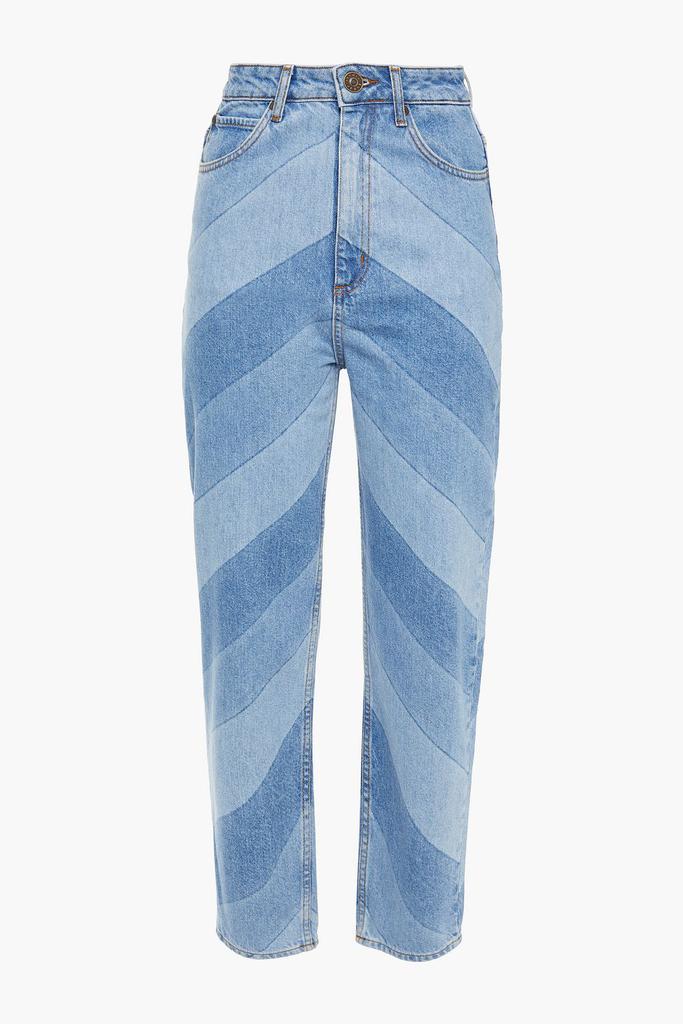 Diego cropped color-block high-rise straight-leg jeans商品第1张图片规格展示