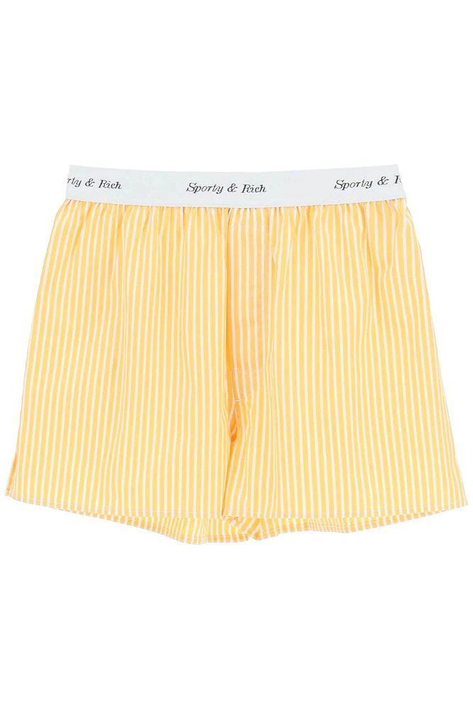 商品Sporty & Rich|Sporty & Rich Cassie Logo Band Striped Boxer Shorts,价格¥458,第1张图片