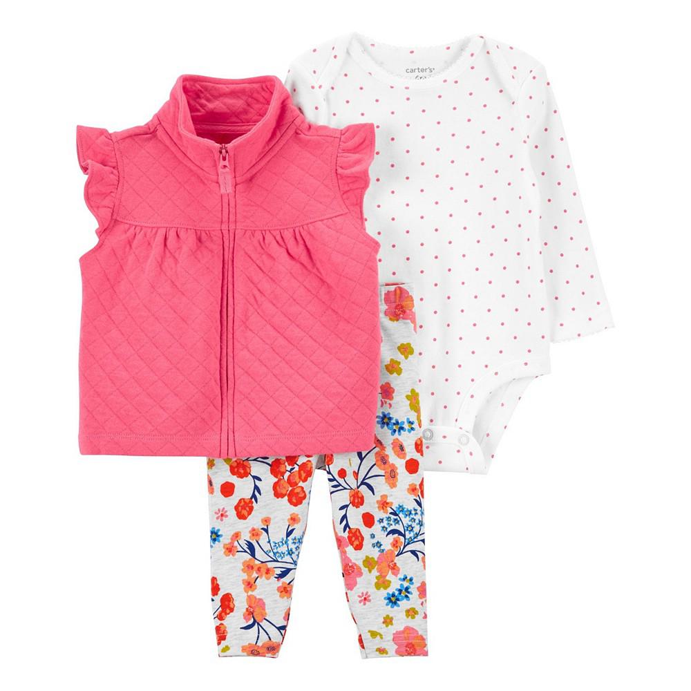 Baby Girls Bodysuit, Vest and Leggings Set, 3 Piece商品第1张图片规格展示