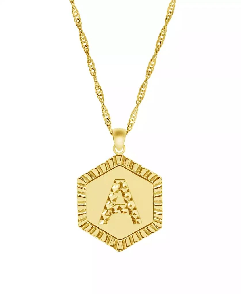 商品Essentials|Gold Plate Diamond Cut Initial Pendant Necklace, 16" + 2" extender,价格¥190,第1张图片