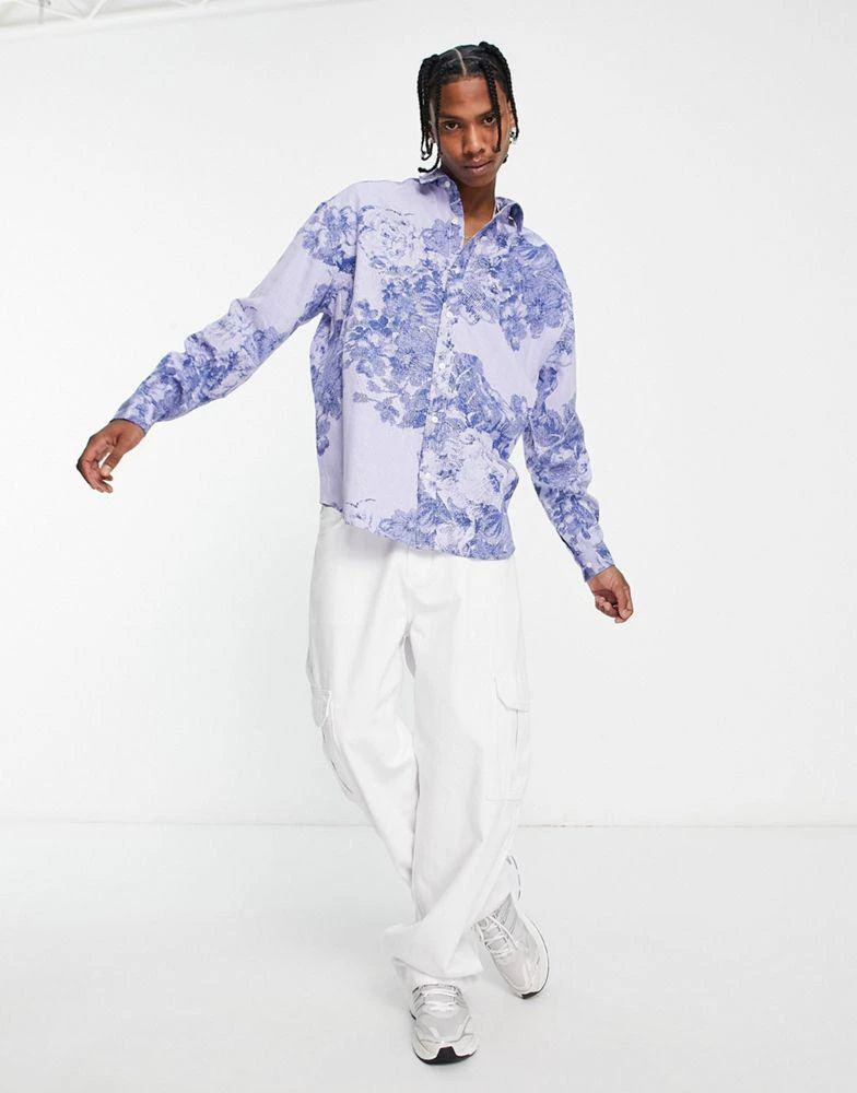 商品ASOS|ASOS DESIGN 90s oversized denim shirt in floral print,价格¥205,第3张图片详细描述