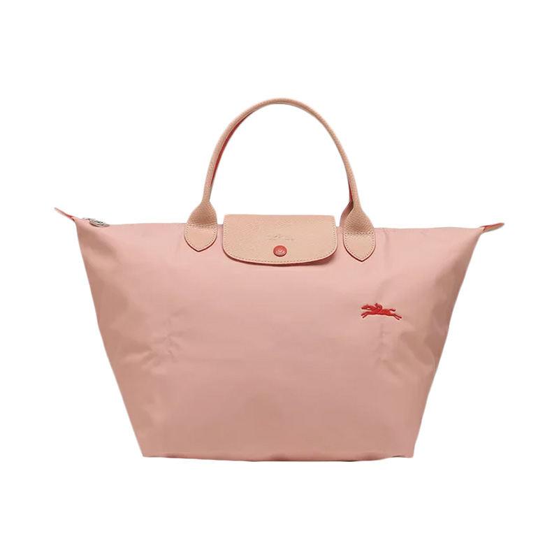 珑骧 女士Le Pliage Club系列中号粉色织物短柄可折叠手提包饺子包 28*30*20cm商品第1张图片规格展示