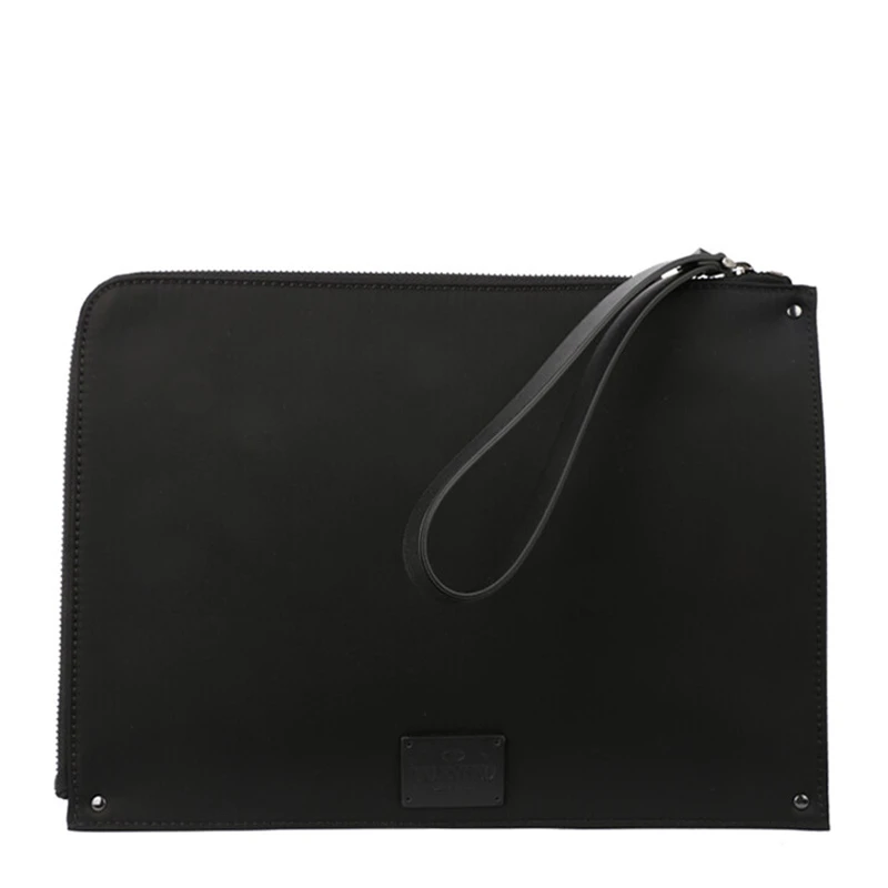 商品Valentino|VALENTINO 男士黑色皮革手拿包 QY2P0635-NOV-0NO,价格¥2748,第1张图片
