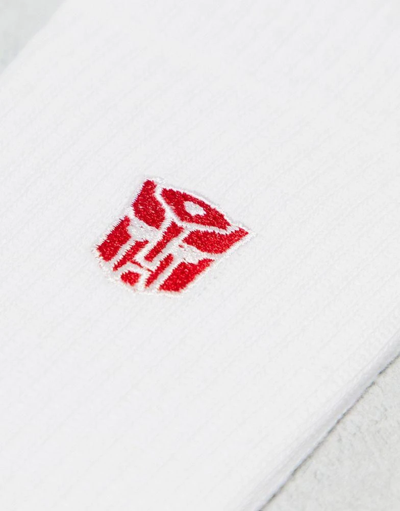 商品ASOS|ASOS DESIGN sports socks in white with Transformers embroidery,价格¥43,第3张图片详细描述