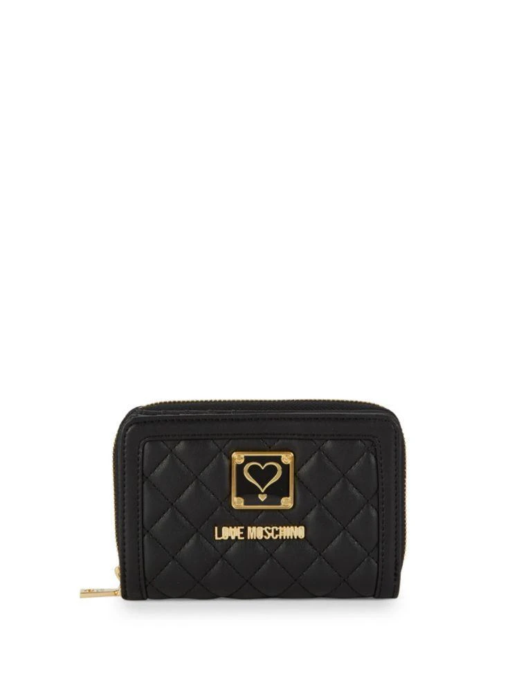 商品Moschino|Quilted Faux Leather Zip-Around Wallet,价格¥551,第1张图片