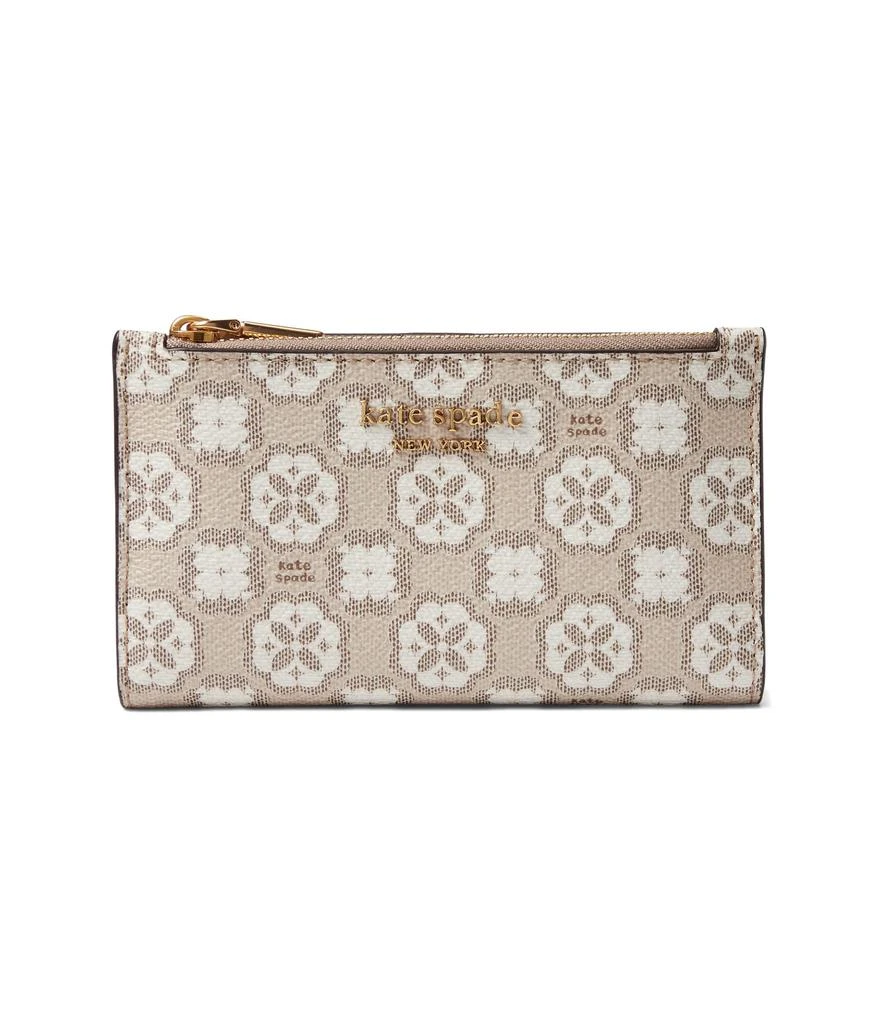 商品Kate Spade|Spade Flower Monogram Coated Canvas Small Slim Bifold Wallet,价格¥494,第1张图片