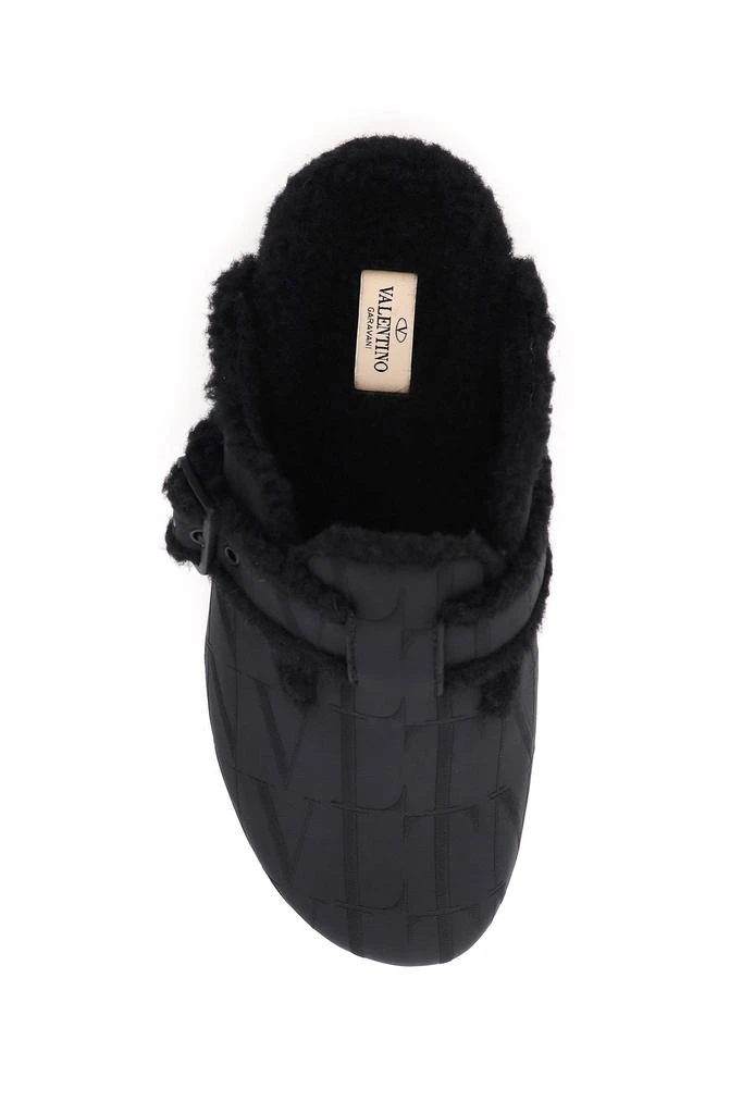 商品Valentino|Valentino garavani shearling and nylon vltn times mules,价格¥2655,第2张图片详细描述