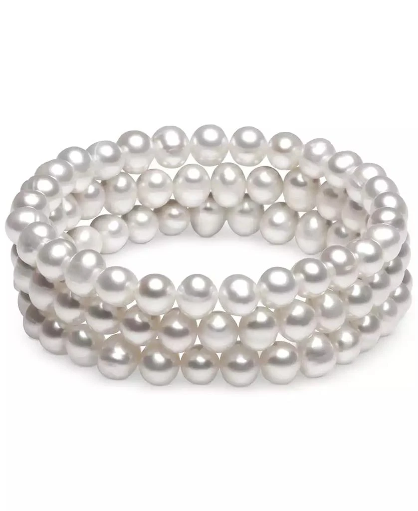 商品Macy's|3-Pc. Set White Cultured Freshwater Pearl (6-1/2 mm) Stretch Bracelets (Also in White/Gray/Peacock & White/Pink Gray),价格¥548,第1张图片