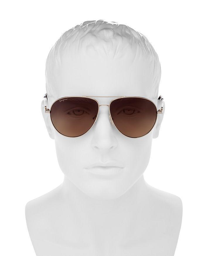 商品Salvatore Ferragamo|Men's Timeless Collection Brow Bar Aviator Sunglasses, 61mm,价格¥2389,第4张图片详细描述