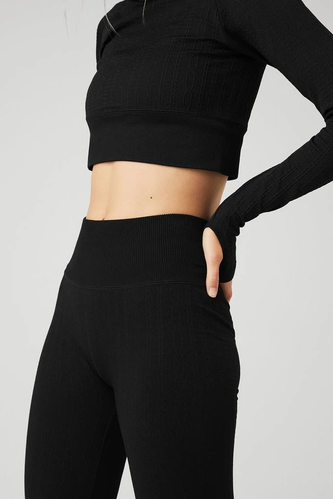 商品Alo|Seamless Cable Knit High-Waist Legging - Black,价格¥646,第4张图片详细描述