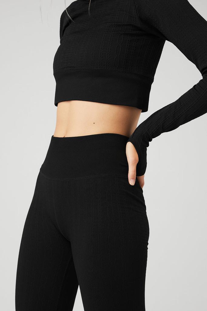 商品Alo|Seamless Cable Knit High-Waist Legging - Black,价格¥809,第4张图片详细描述