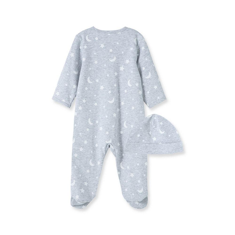 Baby Boys Moon and Stars Footie with Matching Cap Set, 2 Piece商品第2张图片规格展示