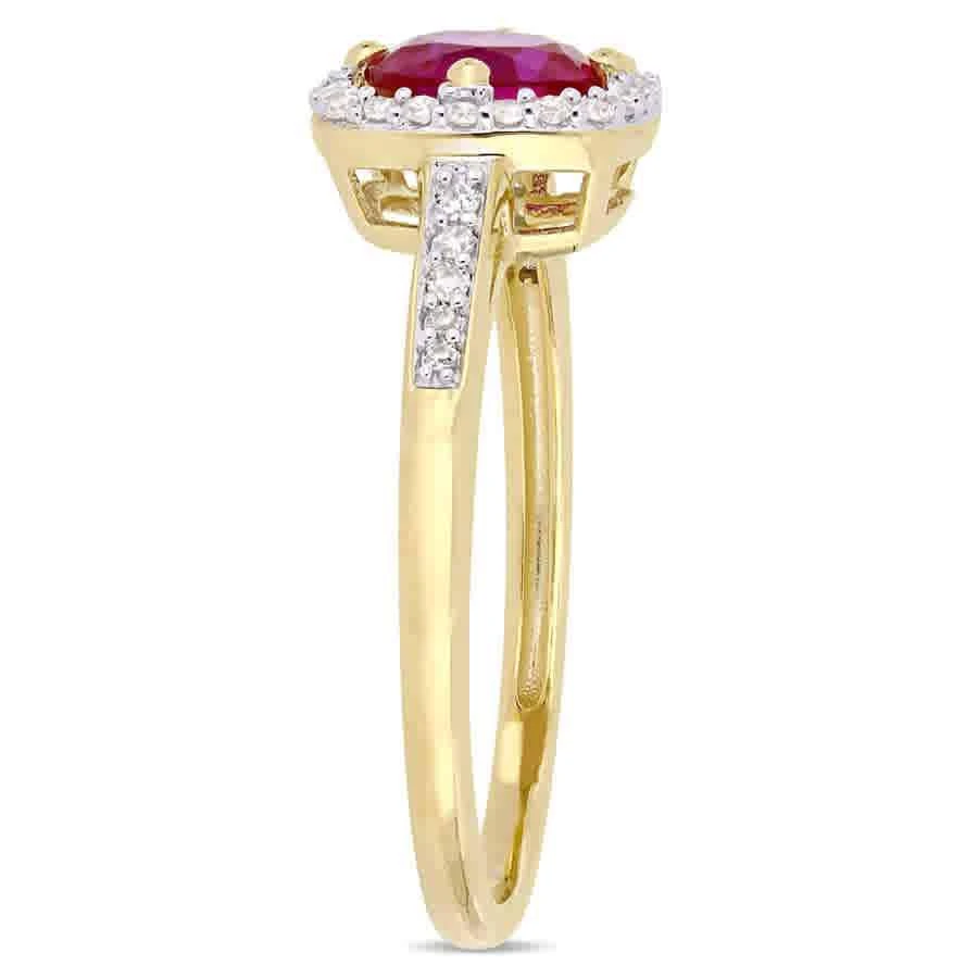 商品Amour|1 CT TGW Created Ruby and 1/7 CT TW Diamond Halo Ring in 10k Yellow Gold JMS005031,价格¥1852,第3张图片详细描述