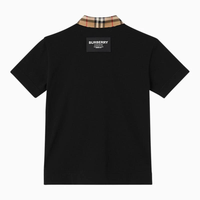 商品Burberry|Black/beige cotton polo shirt,价格¥1757,第2张图片详细描述